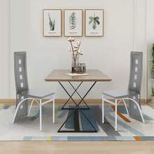 Set Of 2 Dining Chairs With Six Holes, Stainless Steel + PU Leather, Scandinavian Style Kitchen Chairs, Load Capacity 150 Kg