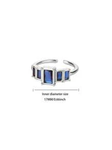 Inele vintage colorate din oțel inoxidabil cu zirconiu cubic, inel deschis anti-decolorare placat cu aur de 18K cu piatră pătrată pentru femei, accesorii pentru bijuterii de nuntă, cadouri de ziua de naștere pentru mama/cea mai bună prietenă