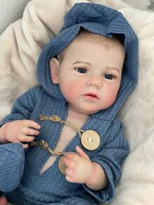 1 pezzo Bambola Reborn in vinile morbido, impermeabile, di 18-20 pollici, realizzata a mano, con aspetto naturale, capelli dipinti, con vestiti e accessori, regalo ideale e da collezione - Multicolore - Visualizzare 3