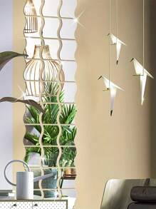 6 Simple Wave Acrylic Mirror Stickers, Size 4.72 Inches * 3.54 Inches For Wall Decoration They Are Self-Adhesive Mirror Stickers, Combined DIY Mirror Wall Stickers 3D Three-Dimensional Home Decoration Creative Self-Adhesive Trays, Suitable For Decorating The Center Of The Table Or Weddings Room Decor