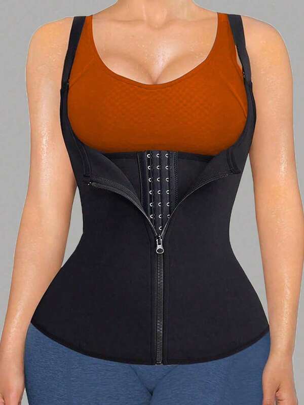 Cinturón ajustable para entrenamiento de cintura para mujer - Faja de neopreno negro para sudar, para ejercicio y control del abdomen. Tela elástica de poliéster, lavar a mano, accesorio de gimnasio