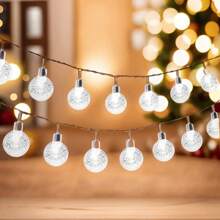 1pc Solar Crystal String Lights - 20/100/200 LED Fairy Lights With 8 Lighting Modes, Button Control Switch, Ideal Decorative Lights For Outdoor Wedding, Patio, Garden, Fence, Christmas And Halloween Parties