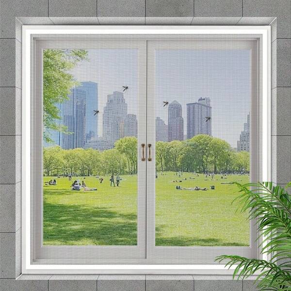 Tela de janela preta/branca, mosquiteiro autoadesivo para janelas, fácil manutenção; lavável a 30 graus, resistente a UV, design simples, sem necessidade de perfuração, mosquiteiro para janelas de verão, cortina de malha, repelente de mosquitos, mosquiteiro para janelas de casa, tela de janela autoadesiva de instalação automática.