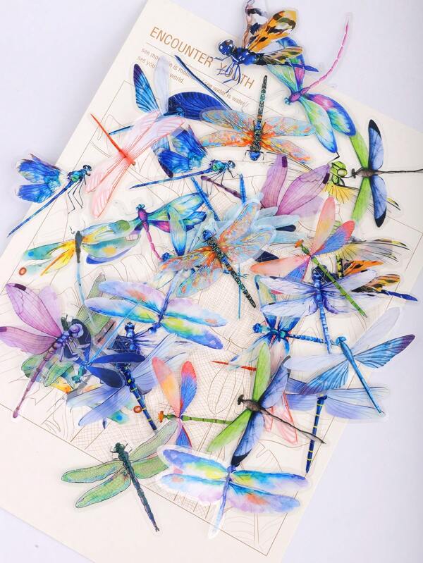 1 Pack 40pcs Vintage Insect & Butterfly Decorative Stickers, Nature Specimen Series For Scrapbooking,School Supplies,Back To School