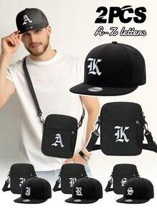 2pcs/Set Unisex 26 Letter Printed Baseball Cap & Portable Chest Bag Set, Outdoor Street Fashion Casual Adjustable Hat, Suitable For Spring, Summer Everyday, Outdoor Camping, Birthday, Father's Day Gift