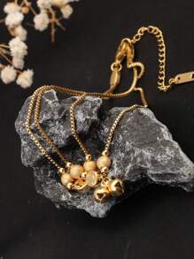 1 pièce Bracelet de cheville en acier inoxydable plaqué or 18 carats, Bracelet de cheville à double couche réglable, accessoires uniques et à la mode, convenant pour les femmes au quotidien, au travail, pour les déplacements, les sorties, excellent cadeau pour la petite amie