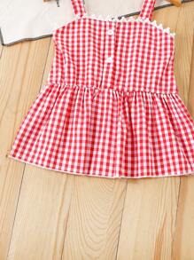 2 pezzi set di canotta e pantaloncini per bambine, con ricamo floreale e maniche con volant, abbigliamento estivo casual di moda
