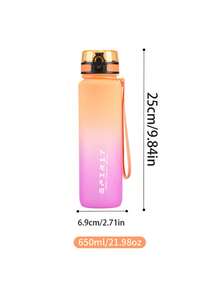 1PC 500ml, 650ml, 1000ml Large Capacity Plastic Gradient Water Cup, Outdoor Sports Water Cup, Direct Drinking Water Bottle For Easy Handling - Orange Pink - View 4
