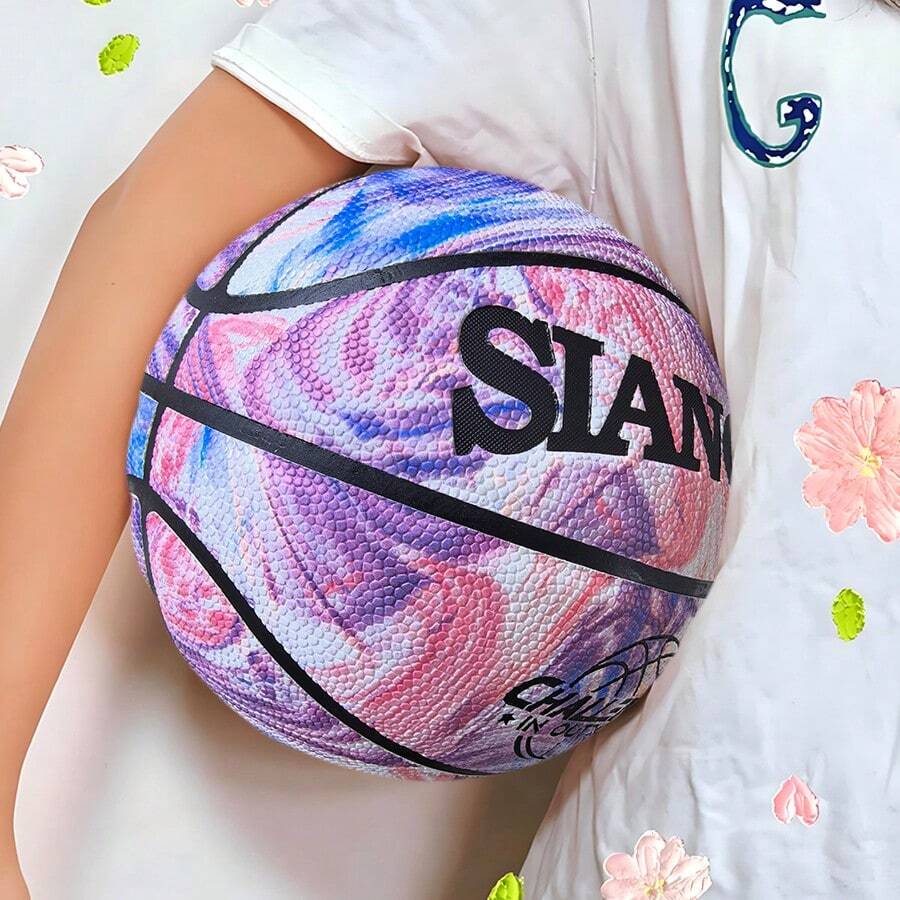SIANGON 1 个图案 PU 篮球，耐用，适合训练，适合室内外使用，适合男女礼物，适合返校