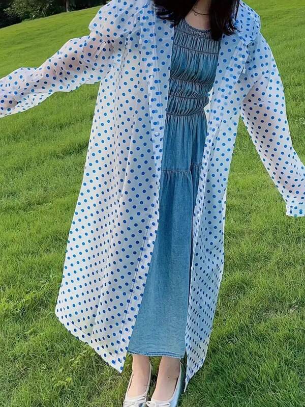 1/2 Pcs Random Color Polka Dot EVA Raincoat, Thicker And Longer Rainwear, Suitable For Daily Outdoor Camping, Rainy Days, Outings, Fishing, Hiking, Travel, And Cycling