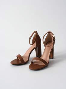 Sandalias de tacón alto para fiesta y baile con punta abierta, tacón grueso y correa de tobillo, regalos de Navidad para damas