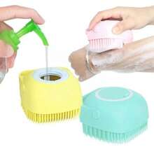 Silicone Bath Sponge With Massager Dispenser Brush Shampoo Soap - Multicolor - Ver 2