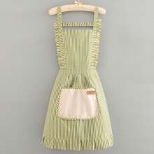 Cotton And Linen Striped Apron, Fashionable, Breathable For Housework, Restaurant, Princess Waist, Home, Outdoor, Kitchen, Shoulder Strap, Belt, High-Quality Fabric, Resistant To Friction And Not Easy To Pill, The Widened Tie At The Back Can Be Adjusted To Suit All Body Types - Multicolor - View 14