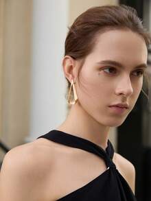 Fashionable Versatile Minimalist Geometric Earrings Winter Gifts - Yellow Gold - View 2