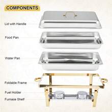 Chafing Dishes For Buffet 2 Pack, 8 Qt Stainless Steel Chafers And Buffet Warmers Sets With Lid, Rectangle Serving Food Warmer Catering Supplies Buffet Display For Parties - Gold - 金色 - 查看 2