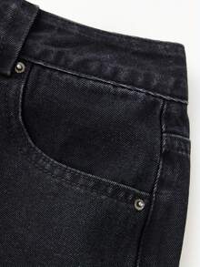 Women's Knee Length Denim Shorts Loose Solid Color Low Rise Wide Leg Long Shorts With Pockets For Summer - Grey - View 7