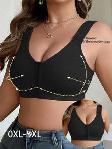 Plus Size Daily Comfort Wire-Free Front Closure Bra - Black - View 5