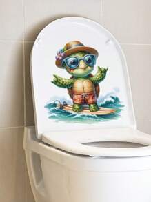 Pegatina decorativa pintada a mano con una linda tortuga marina para el tanque del inodoro, accesorios de decoración de baño, calcomanías florales para el tanque del inodoro, decoración del hogar, pegatinas, vinilos decorativos para el hogar, artículos de decoración de primavera para renovar tu hogar, pegatinas de decoración de ramas, regalos para cumpleaños y graduación