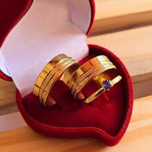 KIT FOR WEDDING RING + SOLITAIRE + SIDEBOARD AND BOX COD-202 - Gold - View 4