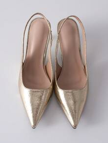 Nuevos zapatos planos con correa trasera versátil, regalos de Navidad de invierno - Dorado - Ver 5
