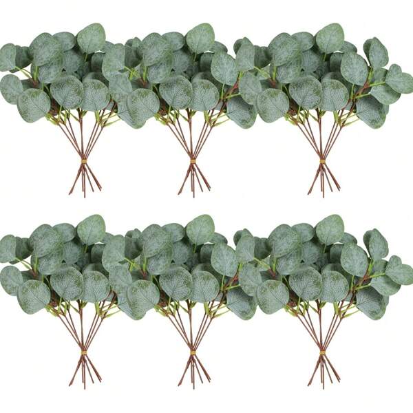 10/20/40pcs Artificial Eucalyptus Leaves, Home Decor, Garden Decor, Valentine's Day, New Year Gift, Decorations, Stems, Grayish Green Artificial Silver Dollar Plant, Tall, Wedding Decor, Artificial Greenery, Holiday Greenery, Flower Arrangement