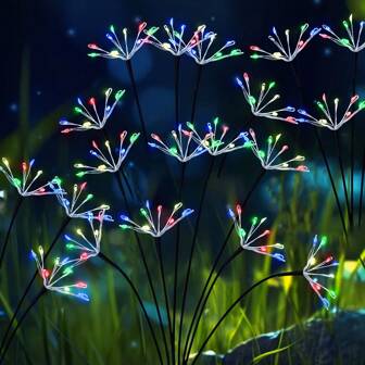 Solar Garden Lights, New Upgraded 2pcs Solar Swaying Starburst Light, Solar Fireworks Outdoor Lights, Yard Patio Pathway Christmas Decoration