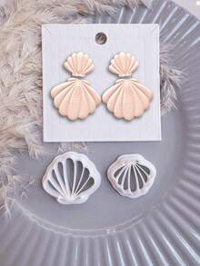 2 件贝壳设计粘土切割器，珠宝制作套件，海鲜风格，波西米亚图案，空心模具设计粘土切割器，适合 DIY 手工制作，精致精致的图案，美观时尚，工艺品 | 珠宝制作套件，聚酯树脂优质材料，无需用电 - 白色 - 查看 2