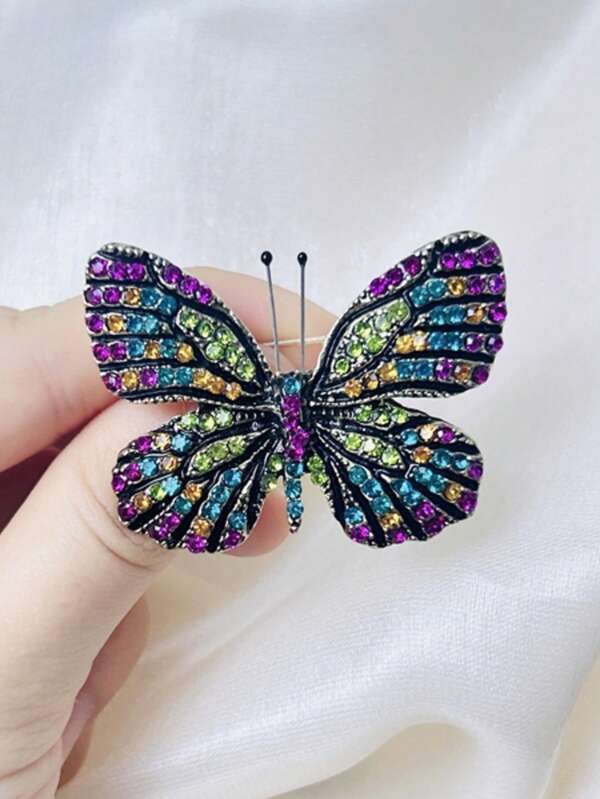 1 Peça Broche de Borboleta de Liga com Incrustação de Strass Estilo Palácio Vintage, Alfinete de Lapela de Animal Inseto, Acessórios de Escritório Escolar, Camisas, Jaquetas, Joias, Alfinete de Roupa de Halloween, Presentes Engraçados e Fofos para Professores, Acessórios de Fantasia, Encantos de Bolsa, Natal