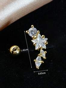 1PC Stainless Steel Cartilage Stud Earrings Crystal CZ Leaf Flower Star Moon Screw Back Earrings Tragus Helix Flat Rook Conch Standard Piercing Jewelry For Women