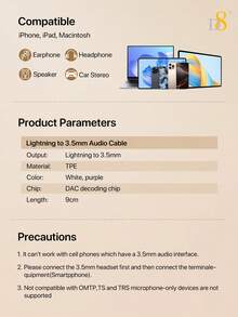 D8 3.5mm音頻充電器轉換器,適用於iphone - 白色 - 查看 6