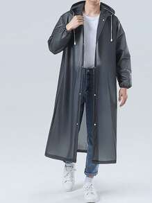 1pc Unisex Extra Thick EVA Waterproof Raincoat, Hooded Rain Jacket, Waterproof, Windproof, Quick-Drying, Breathable - Ideal For Cycling, Hiking, Outdoor Adventure And Back To School Summer Cooling,Beach,Travel