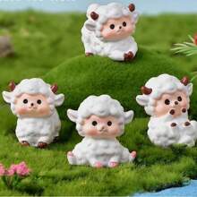 A Cute Resin Micro Landscape Ornament Featuring Animal Figurines Like Puppy, Piglet, And Lamb