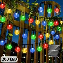 1pc Solar Crystal String Lights - 20/100/200 LED Fairy Lights With 8 Lighting Modes, Button Control Switch, Ideal Decorative Lights For Outdoor Wedding, Patio, Garden, Fence, Christmas And Halloween Parties