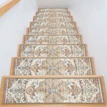 Carpet Stair Treads For Wooden Steps Indoor 15 Pack 8" X 30" Peel And Stick Stair Treads Non Slip Staircase Step Treads Reusable Stair Runner Rugs For Dogs, Kids And Elders