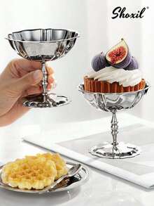 shoxil 1pc Stainless Steel Dessert Cup, Ice Cream Cup, Dessert Bowl, Yogurt Snack Candy Cups, Salad Fruit Pudding Bowls, For Party/Holiday/Festival/Family Gathering