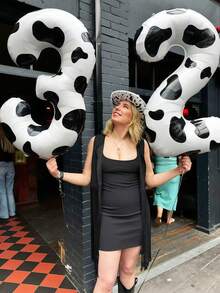 40inch Cow Print Number Foil Balloon, Extra Large Size Birthday Party Balloon, Farm Theme, Bachelor/Bachelorette Party, Girls Night Out, Decorative Party Supply - Cow Numbers - View 2