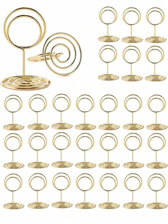 20 pièces Porte-cartes en métal doré élégant, support de table d'enregistrement, porte-photo en fil d'acier, petit porte-cartes de table, décoration, réception de mariage, fête, cadeaux d'été pour l'anniversaire, fournitures scolaires, décoration de chambre