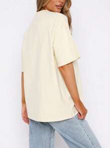 T-shirt casual da donna con scollo rotondo e maniche corte, con motivo a frutta, outfit estivo per uscire, Capri Italia