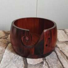 1 PC Wooden Yarn Bowl Woolen Knitting Storage Basket Organizer With Handmade Holes Prevent Slippage Storage Bag For Craft Crochet Kit DIY Arts Weaving Tool