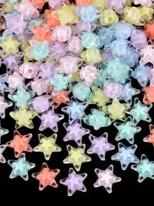 100pcs/Pack Assorted Flower, Heart, Star, Cube, Round Acrylic Beads With Hole, Suitable For DIY Bracelet, Necklace, Phone Chain, Hair Accessories, Jewelry, Handicrafts