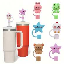 1/8pcs Cartoon Shaped Silicone Straw  Cover For Cup,Reusable Straw Cover Airtight And Dustproof Drinking Straw Cover Splashproof Straw Cute Cover Accessories Home Room Decoration Party