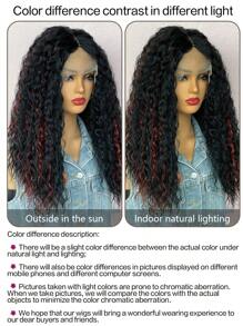 Black Highlight Red Kinky Curly Wig 13 * 4 * 1T Lace Synthetic Wigs