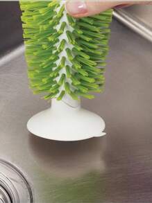 1 pièce Brosse de nettoyage de verre haute avec ventouse, Brosse pour verre à vin rouge/verrerie, Brosse à ventouse pour évier, Brosse à motif écaille de tortue
