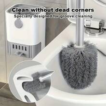 Toilet Bowl Brush And Holder 1 Pack Long Handle Toilet Brush For Bathroom With Freestanding Ventilated Holder Wall Mountable Flexible Toilet Brush Set For Cleaning The Toilet White - 白色 - 查看 7