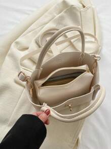 Bolso de mano de mujer de unicolor de PU de moda, versátil bolso cruzado con monedero pequeño
