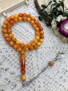 45pcs Acrylic Imitated Resin Shell Pendant Prayer Beads, Suitable For Daily Use Necklace, Bracelet, Tasbih