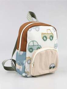 Embroidered Car Student Backpack For Boys Girls Kindergarten Elementary School Customizable Letter Preschool Backpack Patches Bags For School - Blue and White - View 4
