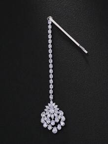 1pc Zirconia Forehead Chain, Water Drop Headpiece, One-Piece Clip, Bohemian Style, New Bride Hair Accessory