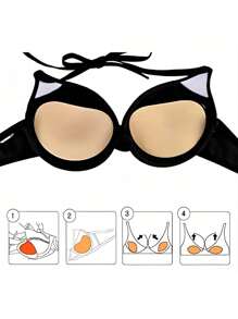 2 Pcs Women's Invisible Padding Magic Bra Inserts Sponge Bra, Breast Push Up Pads, Swimsuit Silicone Bra Pad, Nipple Cover Stickers Patch