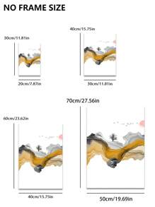 Juego de 3 piezas, con/sin marco, pintura impresa de alta calidad, estilo moderno, paisaje chino, elementos de tinta, líneas abstractas, amanecer y atardecer, pájaros, barcos, el sol, montañas, póster artístico, decoración de hogar, pintura decorativa, adecuado para sala de estar, sofá, cama, pasillo, dormitorio, baño, oficina, regalo artístico perfecto